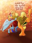 anthro anthrofied applejack_(mlp) blonde_hair blue_body blue_fur blush clothing dialogue dress earth_pony embrace english_text equid equine fetlocks friendship_is_magic fur hair hasbro hi_res hooves horse leaning mammal multicolored_hair multicolored_tail my_little_pony onomatopoeia orange_body orange_fur pegasus pony rainbow_dash_(mlp) rainbow_hair rainbow_tail sound_effects struggling tail text unfinishedheckery wings yellow_tail