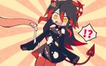  !? 1girl black_gloves black_hair blush breasts colored_skin commission cum cum_on_clothes demon demon_girl demon_horns demon_tail dress elbow_gloves embarrassed fang funamusea funamusea_(artist) genderswap genderswap_(mtf) gloves haiiro_teien horns ivlis_(haiiro_teien) large_breasts long_hair multicolored_hair official_art open_mouth orange_background red_hair red_horns skeb_commission solo strapless strapless_dress streaked_hair sunburst sunburst_background sweatdrop tail tentacles thighhighs torn_clothes white_skin yellow_eyes 