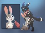  2018 anthro anthro_on_anthro anthro_penetrated anthro_penetrating anthro_penetrating_anthro black_body black_fur bodily_fluids breasts canon_x_oc crossover cum cum_in_mouth cum_inside cum_on_face cumshot disney duo eeveelution ejaculation erection fan_character fellatio female female_penetrated fur genital_fluids heterochromia judy_hopps knot lagomorph leporid male male/female male_penetrating male_penetrating_female mammal mostly_nude nintendo nude oral oral_penetration penetration penile penile_penetration pok&eacute;mon pok&eacute;mon_(species) rabbit scarf scarf_only sex siroc umbreon video_games zootopia 