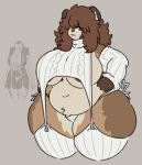 2024 anthro belly big_breasts breasts brown_hair chest_tuft chubby_female clothed clothing curvy_figure digital_drawing_(artwork) digital_media_(artwork) felid female freckles freckles_on_face fur green_eyes hair huge_breasts lion lucy_(mexifurfoof) mammal meme meme_clothing mexifurfoof nipple_outline nipples overweight overweight_female pantherine simple_background solo sweater thick_thighs topwear tuft virgin_killer_sweater voluptuous wide_hips