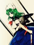  1girl blood blood_on_knife blue_skirt closed_mouth commentary_request green_eyes green_hair hat holding holding_knife kaigen_1025 knife marker_(medium) medium_hair mima_(touhou) neckerchief red_neckerchief shirt short_sleeves skirt solo touhou touhou_(pc-98) traditional_media white_headwear white_shirt 