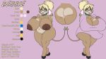  16:9 anthro big_breasts big_butt blonde_hair bovid bovine breasts brown_body butt cattle cleavage clothed clothing dekomaru english_text female genitals hair hi_res huge_breasts huge_butt mammal mature_female nude purple_background pussy simple_background solo text widescreen 