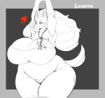  &lt;3 anthro big_breasts breasts canid canine canis cleavage clothed clothing cross domestic_dog female hi_res huge_breasts laverne_(sssonic2) mammal mature_female one_eye_closed pokebii slightly_chubby solo thick_thighs wink 