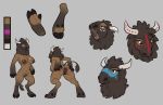  2019 anthro anus bison bovid bovine brown_body brown_fur butt cloven_hooves female front_view fur genitals hooves horn mammal model_sheet nude presenting presenting_anus pussy rear_view siroc solo spread_butt spreading standing 