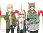  3girls :d alternate_costume cat&#039;s_cradle coat collar crossed_arms dress_shirt fang funny_glasses gawr_gura glasses gloves hair_ornament hand_in_pocket hololive hololive_english hood hoodie jacket long_hair monocle_hair_ornament multiple_girls necktie ninomae_ina&#039;nis noedelsgeest open_mouth pants scarf sharp_teeth shirt skin_fang smile sunglasses teeth tentacle_hair two_side_up very_long_hair watson_amelia 