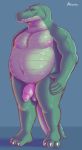  absurd_res anthro balls brownieclop crocodile crocodilian crocodylid digital_media_(artwork) foreskin genitals hi_res humanoid_genitalia humanoid_penis male mike_(brownieclop) nipples nude overweight overweight_anthro overweight_male penis reptile scalie scar solo uncut 