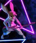 anthro biped bottomwear clothed clothing darrel_hare fur guitar hare lagomorph leporid male mammal musical_instrument pants playing_guitar playing_music plucked_string_instrument rock_and_roar rockandroar shirt solo string_instrument topwear whiskers