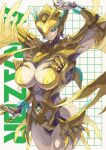  1girl airazor android beast_wars breasts colored_skin ema_(emaura) feathered_wings feathers green_eyes grey_skin helmet humanoid_robot large_breasts robot robot_girl solo transformers wings 