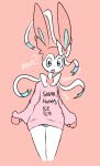 ambiguous_gender anthro clothing eeveelution generation_6_pokemon jaspixie male nintendo pink_background pokemon pokemon_(species) ribbons simple_background solo sylveon text text_on_clothing