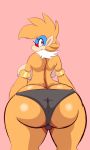  3:5 anthro big_breasts big_butt breasts butt female hi_res huge_butt looking_back monferno nintendo pink_background pok&eacute;mon pok&eacute;mon_(species) pokebii simple_background solo thick_thighs video_games 