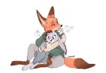  2020 anthro blush buckteeth canid canine cellphone clothed clothing dipstick_ears dipstick_tail disney duo ears_down fox fully_clothed fur green_eyes grey_body grey_fur hi_res holding_cellphone holding_object holding_phone judy_hopps lagomorph leporid mammal memegmu multicolored_ears multicolored_tail nick_wilde open_mouth open_smile orange_body orange_fur phone pivoted_ears purple_eyes rabbit red_fox signature simple_background sitting smile sweater teeth topwear white_background zootopia 