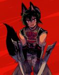  animal black_hair dog_tail mako_gai ninja red_background sarutobi_sasuke_(sengoku_musou) sengoku_musou tail 