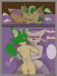 3:4 absurd_res anthro blush breasts canid canine comic dialogue digital_drawing_(artwork) digital_media_(artwork) duo eeveelution female female_penetrated flamberry_(artist) fur generation_4_pokemon generation_5_pokemon green_hair hair hi_res leafeon lyennan_venizee_flare_(flamberry) mae_lin_shun male male/female male_penetrating male_penetrating_female mammal mature_female mienshao moan mustelid musteline nintendo nipples nude onomatopoeia open_mouth penetration pokemon pokemon_(species) sex simple_background sound_effects tail tan_body tan_fur text vaginal vaginal_penetration
