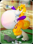 2019 anthro artist_name bandai_namco belly belly_blush big_belly big_breasts black_sclera bloated blue_eyes blush body_blush breasts broken_plate colored digimon digimon_(species) digital_media_(artwork) dipstick_tail english_text featureless_breasts female flamboyantone food hand_on_own_belly hand_on_stomach hi_res holding_object holding_plate hyper hyper_belly imminent_popping inside markings nervous noodles plate renamon shaded solo tail tail_markings text white_belly white_breasts white_ear_tips white_tail_tip yellow_body yellow_ears yellow_tail