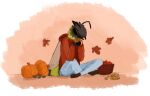 anthro apple arthropod autumn basket bee bottomwear bumble_bee_(species) clothed clothing container cup denim denim_bottomwear denim_clothing food fruit grivies hoodie hymenopteran insect jeans leaf male maple_leaf nut_(fruit) pants plant pumpkin solo topwear wings