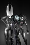 3d_(artwork) areola arthropod big_breasts black_body breasts digital_media_(artwork) embrace female genitals glowing glowing_eyes group group_hug hair hand_on_breast hand_on_hip hi_res hollow_knight hornet_(hollow_knight) hug kompakt looking_at_viewer malo navel nipples nude plump_labia pussy scp-1471 scp-1471-a scp_foundation smile smiler_(the_backrooms) standing team_cherry teeth the_backrooms tongue tongue_out trio