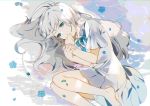  dress flowers long_hair omutatsu original tears white_hair 