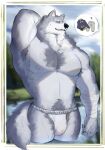 2024 5_fingers anthro arm_wraps armpit_hair asian_clothing black_nose body_hair canid canine canis chest_hair claws clothed clothing detailed_background east_asian_clothing eyebrows eyes_closed fingers fundoshi fundoshi_only fur grey_body grey_fur grey_pubes grey_tail hand_behind_head hi_res humanoid_hands inner_ear_fluff japanese_clothing law_(sdorica) male mammal meetupman1 muscular muscular_anthro muscular_male nipples partially_submerged pubes sdorica solo tail thick_eyebrows topless tuft underwear underwear_only water white_clothing white_eyebrows white_fundoshi white_underwear wolf wraps