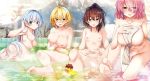  bathing breasts dokyuu_hentai_hxeros hoshino_kirara momozono_momoka naked nipples onsen shirayuki_maihime tagme tenkuji_sora towel wet 