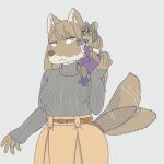 anthro canid canine clothed clothing duo ekaki510 female fox lagomorph mammal pika size_difference tail tail_motion tailwag tibetan_sand_fox