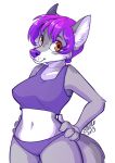 2013 anthro breasts canid canine canis clothing countershading female hair mammal purple_hair purple_nose short_hair simple_background smile solo strawberryneko underwear white_background white_countershading wolf 