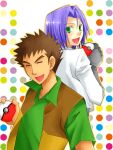  2boys brock_(pokemon) holding holding_poke_ball james_(pokemon) multiple_boys poke_ball poke_ball_(basic) pokemon pokemon_(anime) pokemon_(classic_anime) sebuchin smile team_rocket team_rocket_uniform yaoi 