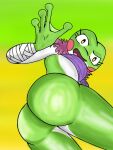 alex_artist amphibian anthro breasts female frog looking_at_viewer solo