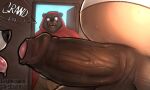2024 anthro balls bear belly big_belly darksideofdiscovery erection fairy_tales genitals group hi_res little_red_riding_hood little_red_riding_hood_(copyright) male mammal overweight overweight_male penis text tongue tongue_out