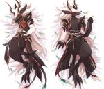  4_toes black_body blush elsword feathers feral hadron hair hi_res male nipples pink_nipples shixiexiaomo solo toes white_hair 