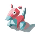  black_eyes commentary_request full_body hiiro_aya looking_at_viewer low_poly no_humans pokemon pokemon_(creature) porygon reflection solo white_background 