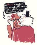 2022 ailurid anthro blush bovid caprine clothed clothing comic cult_of_the_lamb dialogue digital_media_(artwork) english_text fur lamb_(cult_of_the_lamb) mammal orange_body orange_fur pizzaowl red_body red_crown_(cult_of_the_lamb) red_fur red_panda sheep simple_background speech_bubble text white_background white_body white_fur