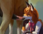 anthro anthro_on_feral bestiality bodily_fluids canid canine drooling duo equid equine fellatio female feral fox hornyfoxjade horse male male/female mammal oral penile saliva sex