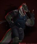 anthro cherry_blossom_kid dinosaur hi_res male muscular muscular_anthro muscular_male reptile rocco_(tallion) scalie solo spikes spikes_(anatomy) tail theropod tyrannosaurid tyrannosaurus tyrannosaurus_rex