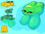4:3 anthro atemylegs belly big_belly big_breasts breasts duo electronic_arts elemental_creature female floating_on_water flora_fauna hi_res ivy_(atemylegs) lily_pad_(pvz) male male/female peashooter_(pvz) plant plants_vs._zombies popcap_games solo thick_thighs tscoct