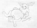 abdominal_bulge animal_genitalia balls bodily_fluids drooling ear_tuft endlesskibbles feral feral_pred genitals hi_res licking licking_lips neck_tuft pawpads penis saliva sheath tongue tongue_out tuft unnamed_jolteon_(doesnotexist) vore