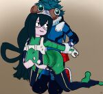 animal_humanoid arm_pull asui_tsuyu big_breasts big_butt bodysuit breasts butt clothed clothing doggystyle duo female footwear from_behind_position gloves handwear hi_res human human_on_humanoid humanoid interspecies izuku_midoriya legwear male male/female mammal my_hero_academia partially_clothed red_clothing red_footwear red_shoes sex shoes skinsuit stockings teztaz tight_clothing torn_clothing