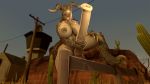  16:9 3d_(artwork) 4k absurd_res anthro bethesda_softworks big_breasts big_butt biped breasts butt claws deathclaw digital_media_(artwork) erection fallout fence genitals gynomorph hi_res horn intersex looking_at_viewer mammal nipples nude one_eye_closed outside penis scalie sfmdemon solo solo_focus source_filmmaker video_games widescreen wink 