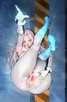  1girl absurdres anus arm_up armpits beeeeen bodysuit braid censored clothing_cutout gloves grey_hair highres ice last_origin long_hair looking_at_viewer mnemosyne_(last_origin) mosaic_censoring pussy solo spread_pussy very_long_hair white_bodysuit white_gloves 