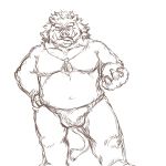  1:1 2020 anthro bulge clothing furipon hi_res humanoid_hands kemono male mammal musclegut simple_background sketch solo suid suina sus_(pig) underwear white_background wild_boar 