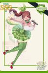  animated animated_gif breasts brown_hair cherry food fruit green_ribbon highres holding holding_microphone idol large_breasts lifmunk live2d microphone milkissnowflake palworld red_eyes red_footwear ribbon thighhighs waifudeck 