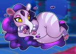 anthro anykoe claws eyeshadow female hair heart_eyes heart_symbol lying makeup mammal nidra_(tfh) purple_hair solo tapir them&#039;s_fightin&#039;_herds