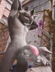 3d_(artwork) alley anthro ball_sniffing balls blender_(software) digital_media_(artwork) duo epic_games fortnite genitals hi_res male male/male muscular musk musk_clouds musky_cock penis penis_sniffing rufus_(fortnite) sneakyphox sniffing tongue tongue_out vein veiny_penis wendell_(fortnite)