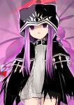  1girl black_cloak breasts cloak collar dress fate/grand_order fate_(series) hood hooded_cloak long_hair looking_at_viewer medusa_(fate) medusa_(lancer)_(fate) open_mouth parted_bangs purple_eyes purple_hair sen_(astronomy) sidelocks small_breasts solo sweater sweater_dress very_long_hair white_dress 