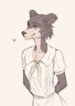  &lt;3 anthro beastars brown_body brown_fur canid canine canis chest_tuft clothed clothing female frank-79 fully_clothed fur hands_behind_back hi_res juno_(beastars) mammal school_uniform smile solo tuft uniform wolf 