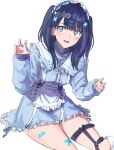  1girl black_hair blue_eyes bow breasts dress frilled_dress frilled_sleeves frills gridman_universe gridman_universe_(film) hairband lolita_fashion long_hair looking_at_viewer official_alternate_costume ribbon risyo skirt solo takarada_rikka thighs twintails 