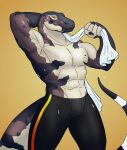 anthro clothed clothing daxlmonitor hand_behind_head hi_res komodo_dragon lizard long_tail male monitor_lizard muscular partially_clothed reptile scalie shirtless smile solo tail tapering_tail towel traviss_(daxlmonitor) wet