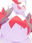 2024 3:4 anthro biped blush claws digital_media_(artwork) generation_3_pokemon hi_res male navel night_owl_zz nintendo nude open_mouth pokemon pokemon_(species) simple_background smile solo thick_thighs wide_hips zangoose