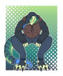 abstract_background anthro clothed clothing daxl_(daxlmonitor) daxlmonitor forked_tongue hi_res lizard long_tail long_tongue male monitor_lizard reptile scalie sitting solo tail tapering_tail tongue tongue_out