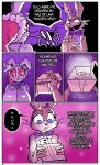 angry anthro big_breasts border box brain breasts buckteeth christmas christmas_clothing christmas_headwear clothing comic container duo female five_nights_at_freddy&#039;s gift glitchtrap hat headgear headwear hi_res holidays huge_breasts lagomorph leporid looking_down male mammal open_mouth organs purple_eyes rabbit red_sclera renita_reed santa_hat scottgames smile spanish_text speech_bubble teeth text translation_request vanny_(fnaf) white_border