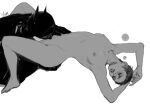  1boy 1girl batman batman_(series) black_cape black_gloves blush breasts bruce_wayne cape catwoman closed_eyes clothed_male_nude_female completely_nude cunnilingus dark-skinned_female dark_skin dc_comics earrings gloves greyscale hamletmachine hand_on_another&#039;s_stomach hetero jewelry leg_on_another&#039;s_shoulder mask monochrome nude oral selina_kyle short_hair the_batman_(2022) thighs 